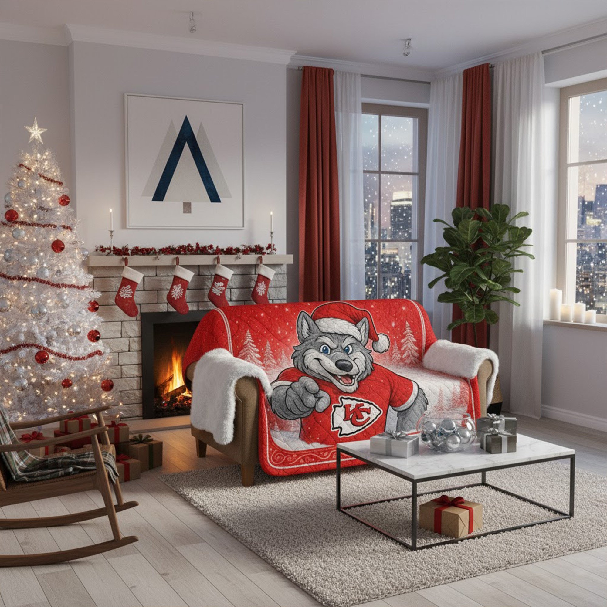 Kansas City Chiefs Wolfpack Santa Christmas Blanket Home Kansas City Chiefs Wolfpack Santa Christmas Blanket Home