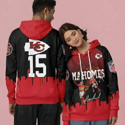 Kansas City Chiefs Mahomes Cityscape 3D Hoodie Mockup Men and Women