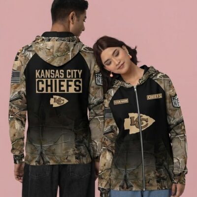 Kansas City Chiefs Woodland Camo Custom Hoodie Mockup