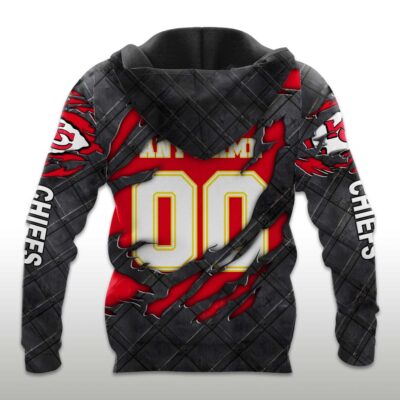 Kansas City Chiefs Black Metal Texture Hoodie back