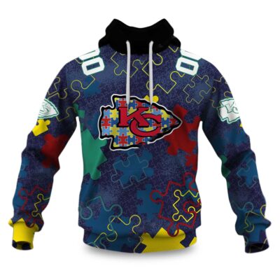 Personalized Kansas City Chiefs Autism Awareness hoodie front